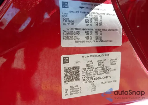 2024 Chevrolet Silverado 1500 4Wd Short Bed Rst из США, поврежденный, VIN 1GCUDEED6RZ209220